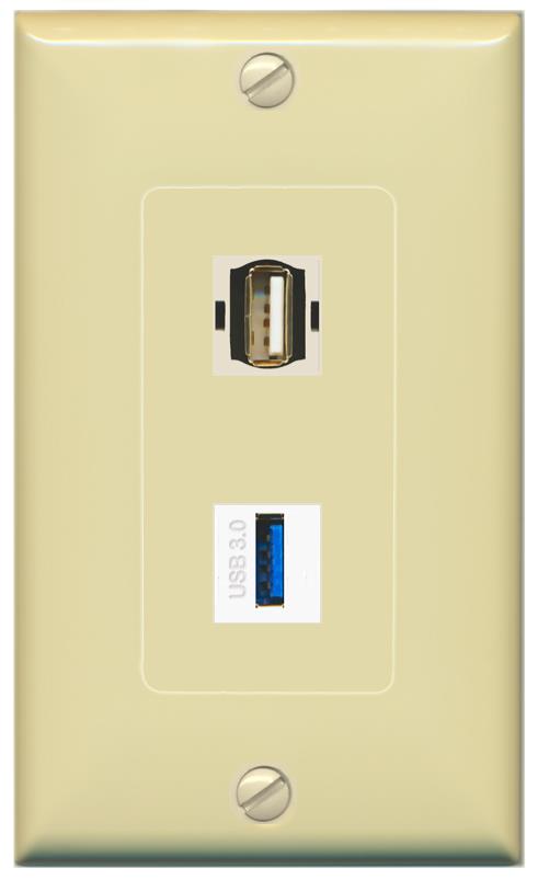 USB-3 USB2 Wall Plate [Ivory]