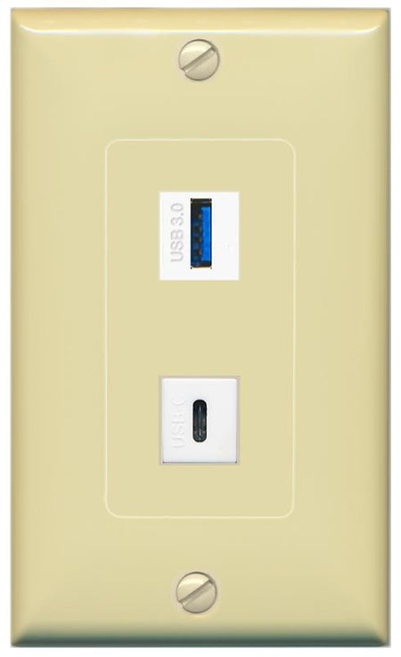 USB-3 USBC Wall Plate [Ivory]