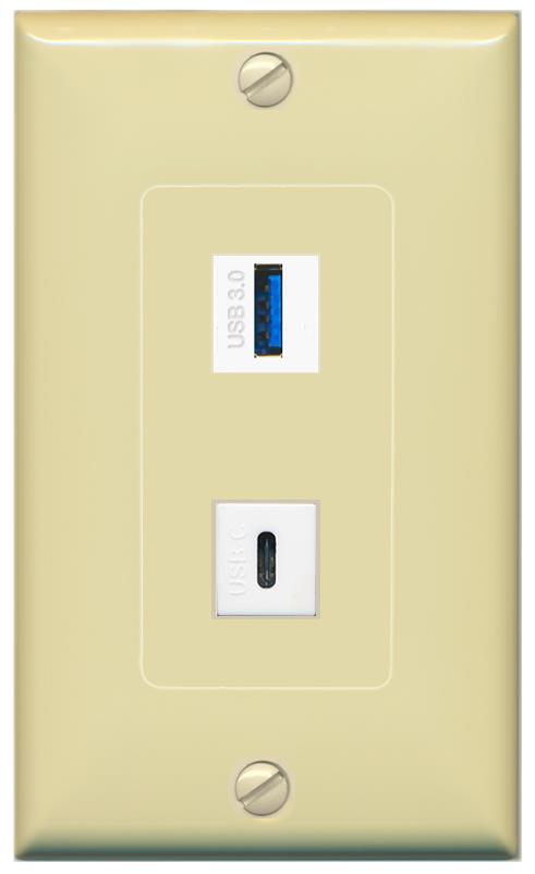 USB-3 USBC Wall Plate [Ivory]