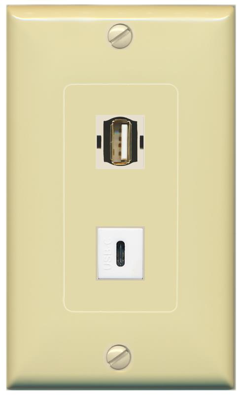 USB2 USBC Wall Plate [Ivory]
