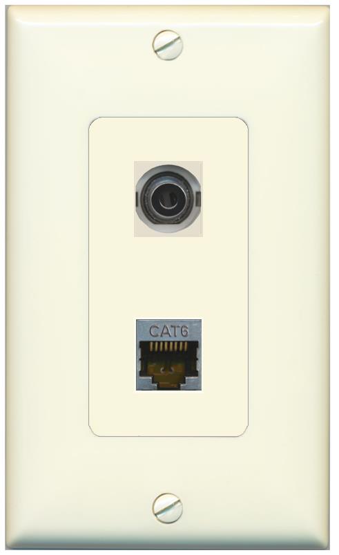 1 3.5mm 1 CAT6-SHIELDED Wall Plate [Light-almond]