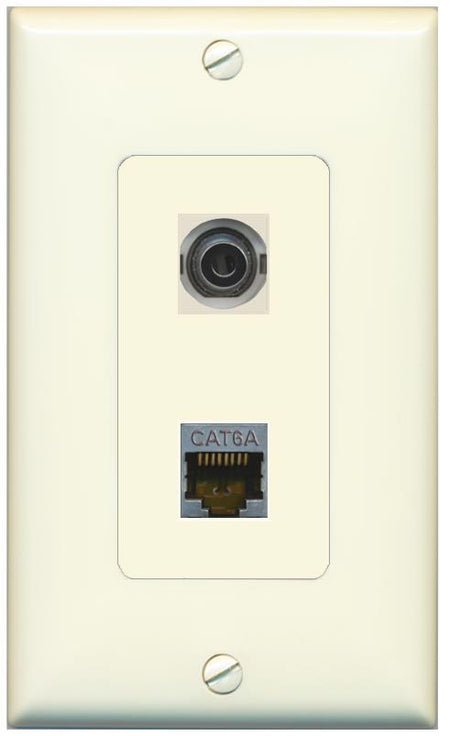 1 3.5mm 1 CAT6A Wall Plate [Light-almond]