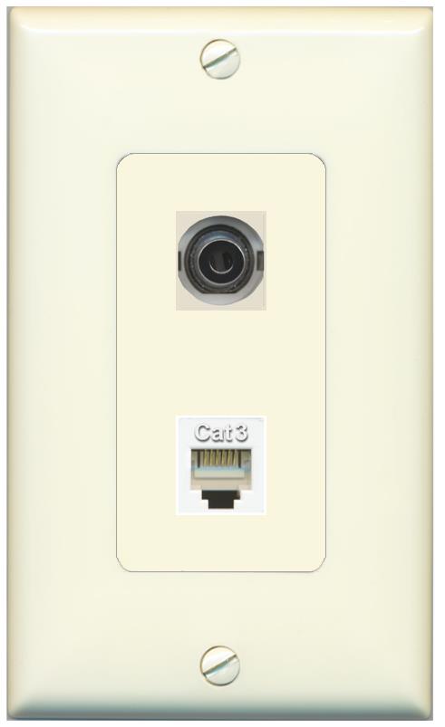 1 3.5mm 1 PHONE Wall Plate [Light-almond]