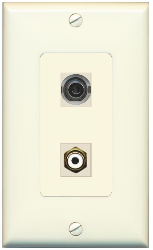 1 3.5mm 1 RCA-WHITE Wall Plate [Light-almond]
