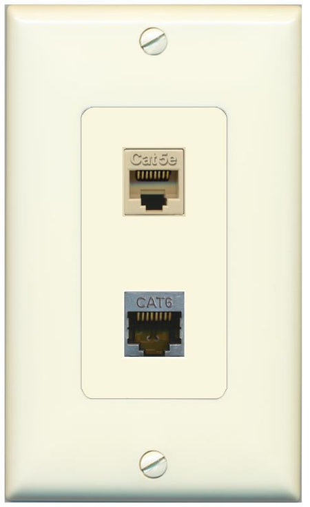 1 CAT5E 1 CAT6-SHIELDED Wall Plate [Light-almond]