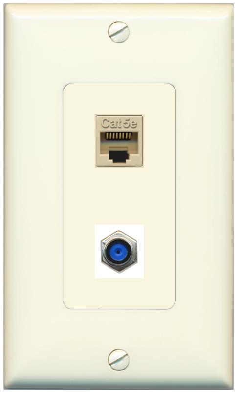 1 CAT5E 1 F81 Wall Plate [Light-almond]