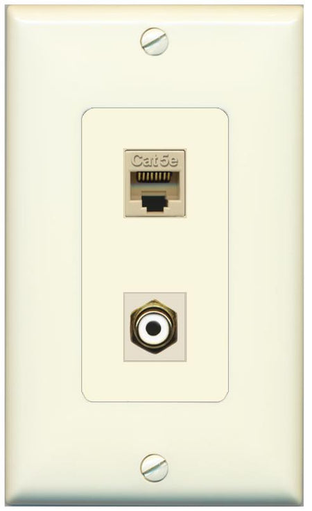 1 CAT5E 1 RCA-WHITE Wall Plate [Light-almond]