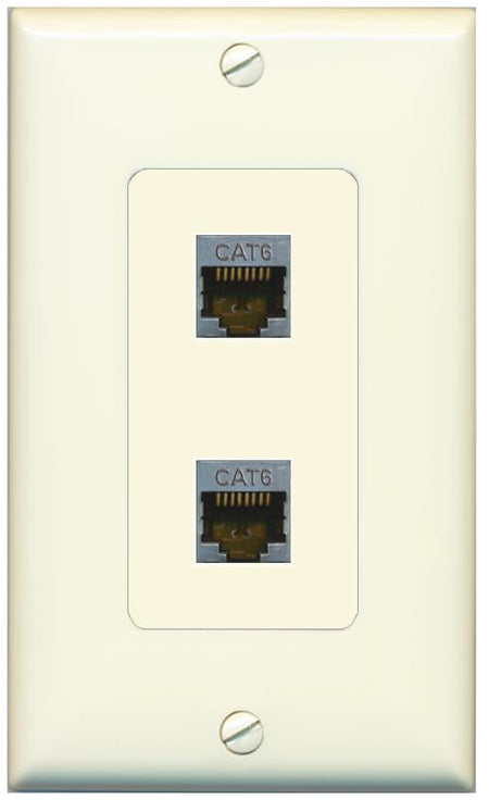2 CAT6-SHIELDED Wall Plate [Light-almond]
