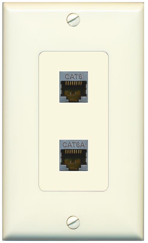 1 CAT6-SHIELDED 1 CAT6A Wall Plate [Light-almond]
