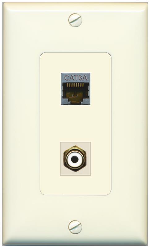 1 CAT6A 1 RCA-WHITE Wall Plate [Light-almond]