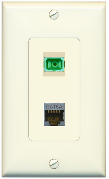 1 CAT6A 1 SC-APC-SX Wall Plate [Light-almond]