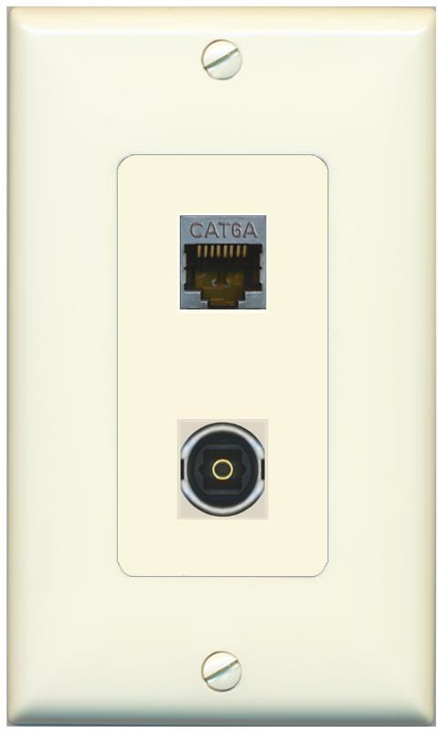 1 CAT6A 1 TOSLINK Wall Plate [Light-almond]