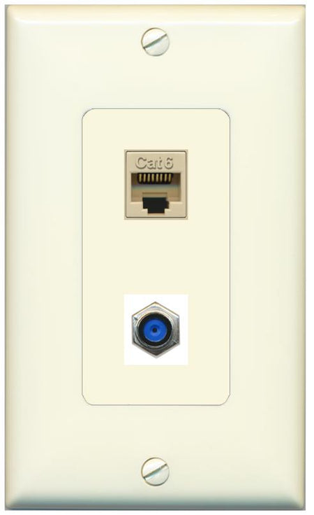 1 CAT6 1 F81 Wall Plate [Light-almond]