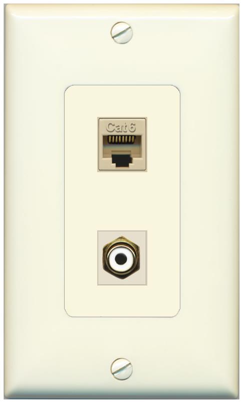 1 CAT6 1 RCA-WHITE Wall Plate [Light-almond]