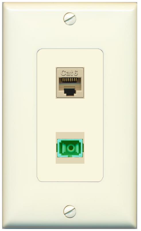 1 CAT6 1 SC-APC-SX Wall Plate [Light-almond]