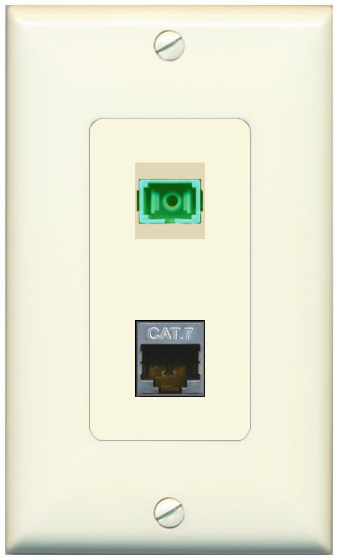 1 CAT7 1 SC-APC-SX Wall Plate [Light-almond]