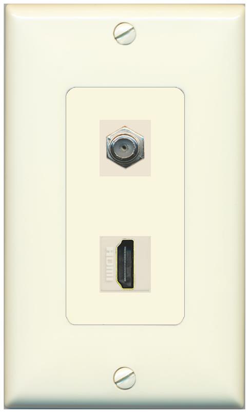 1 COAX 1 HDMI Wall Plate [Light-almond]