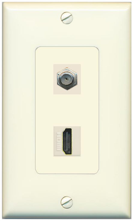 1 COAX 1 HDMI Wall Plate [Light-almond]