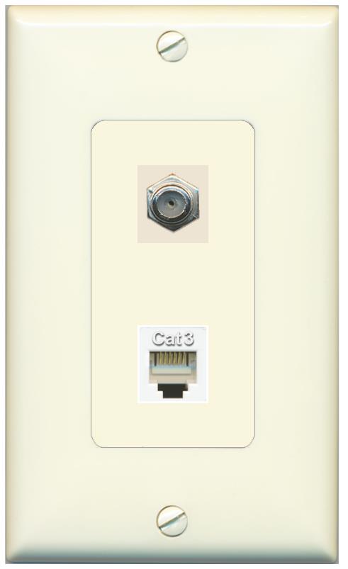 1 COAX 1 PHONE Wall Plate [Light-almond]