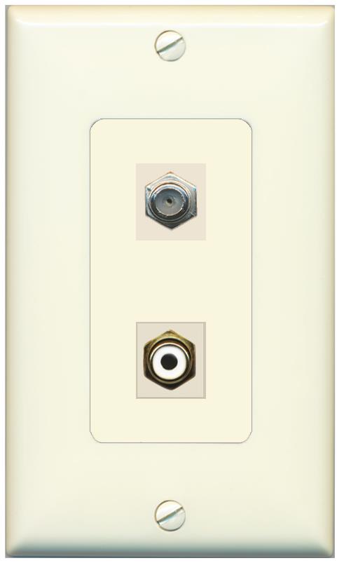 1 COAX 1 RCA-WHITE Wall Plate [Light-almond]