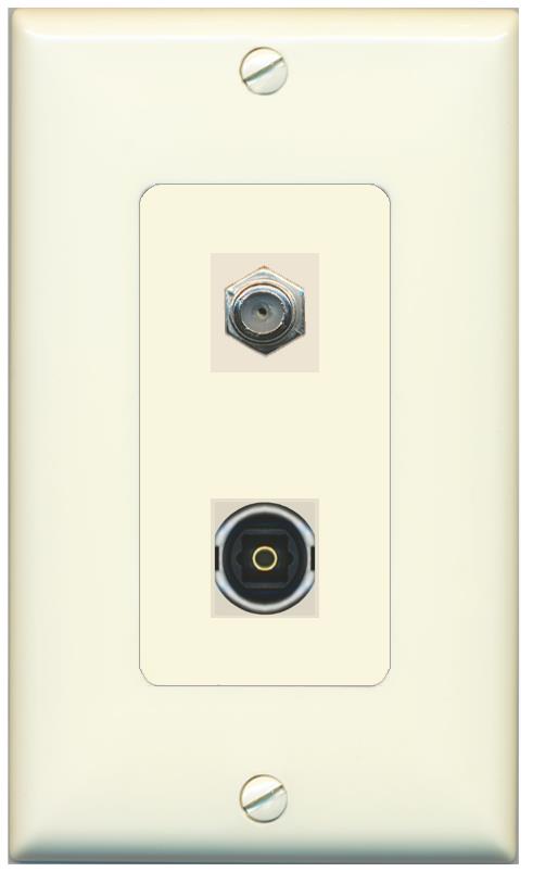 1 COAX 1 TOSLINK Wall Plate [Light-almond]