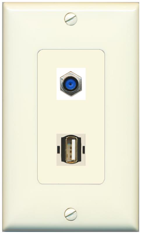 1 F81 1 USB2 Wall Plate [Light-almond]