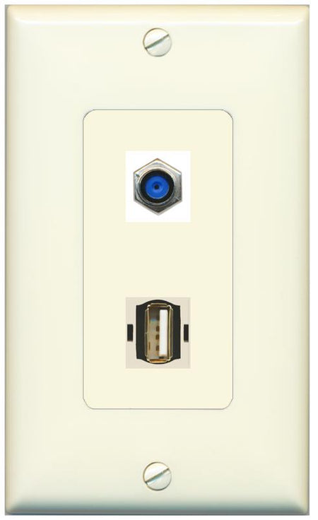 1 F81 1 USB2 Wall Plate [Light-almond]