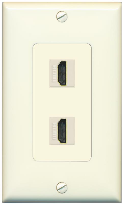 2 HDMI Wall Plate [Light-almond]