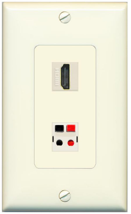 1 HDMI 1 SPEAKER Wall Plate [Light-almond]