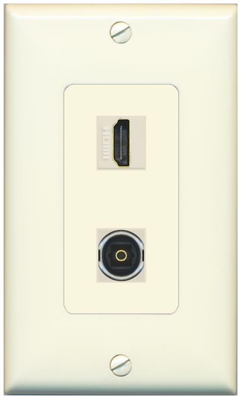 1 HDMI 1 TOSLINK Wall Plate [Light-almond]