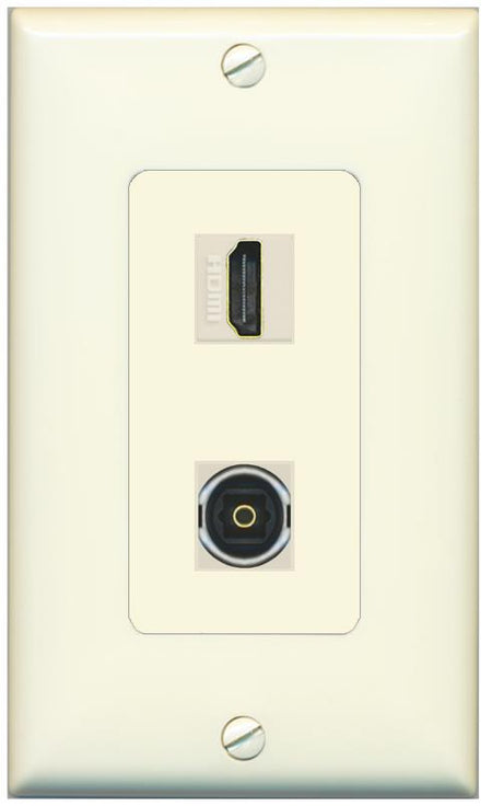 1 HDMI 1 TOSLINK Wall Plate [Light-almond]