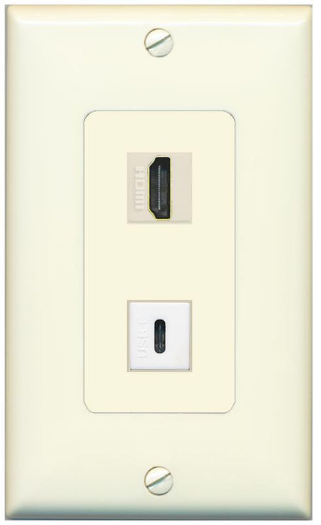 1 HDMI 1 USBC Wall Plate [Light-almond]