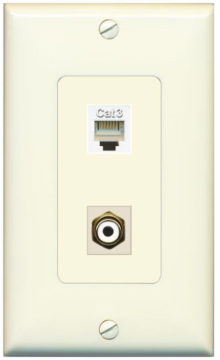 1 PHONE 1 RCA-WHITE Wall Plate [Light-almond]