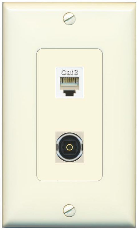 1 PHONE 1 TOSLINK Wall Plate [Light-almond]