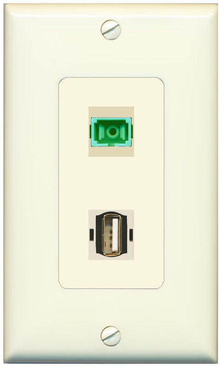 1 SC-APC-SX 1 USB2 Wall Plate [Light-almond]