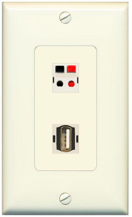 1 SPEAKER 1 USB2 Wall Plate [Light-almond]