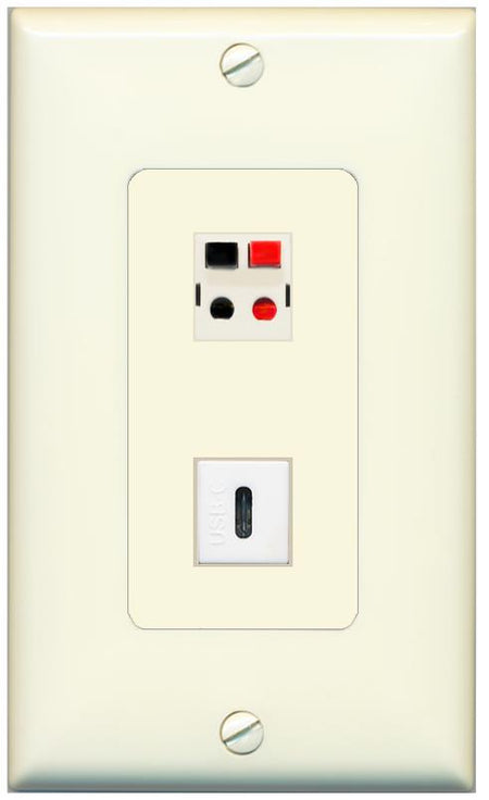 1 SPEAKER 1 USBC Wall Plate [Light-almond]