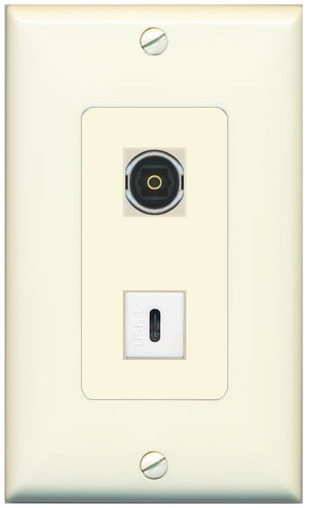 1 TOSLINK 1 USBC Wall Plate [Light-almond]
