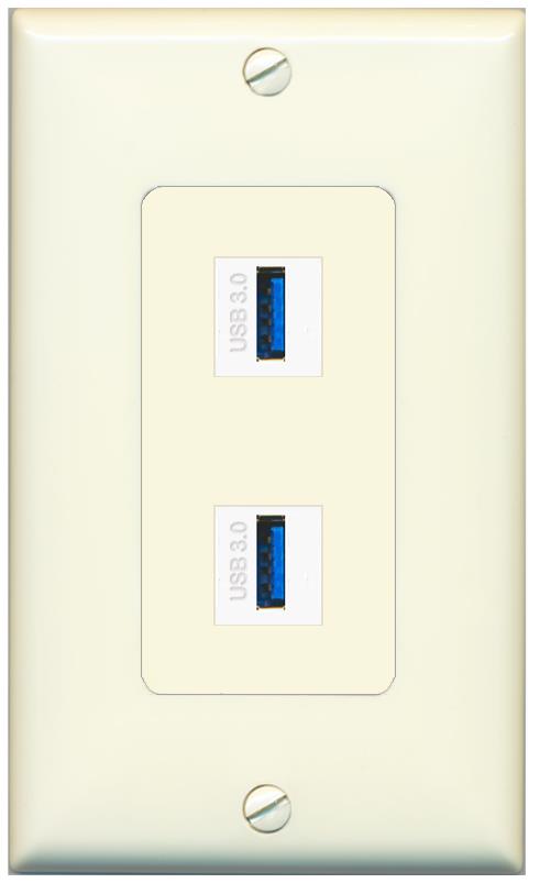 2 USB-3 Wall Plate [Light-almond]