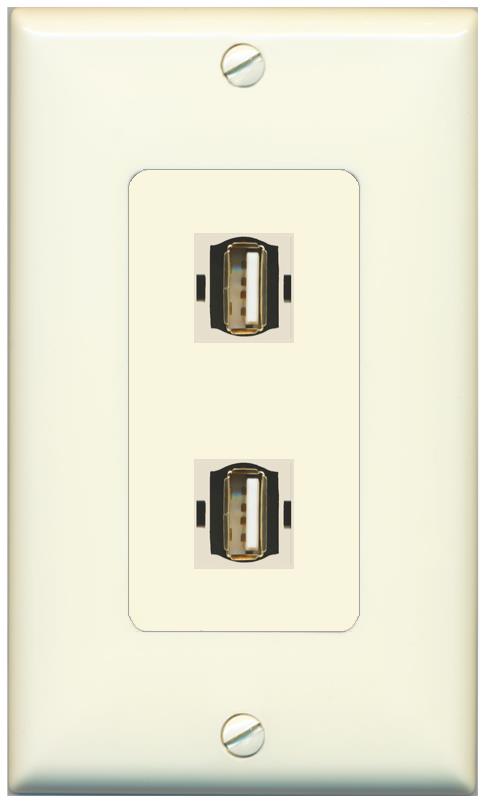 2 USB2 Wall Plate [Light-almond]