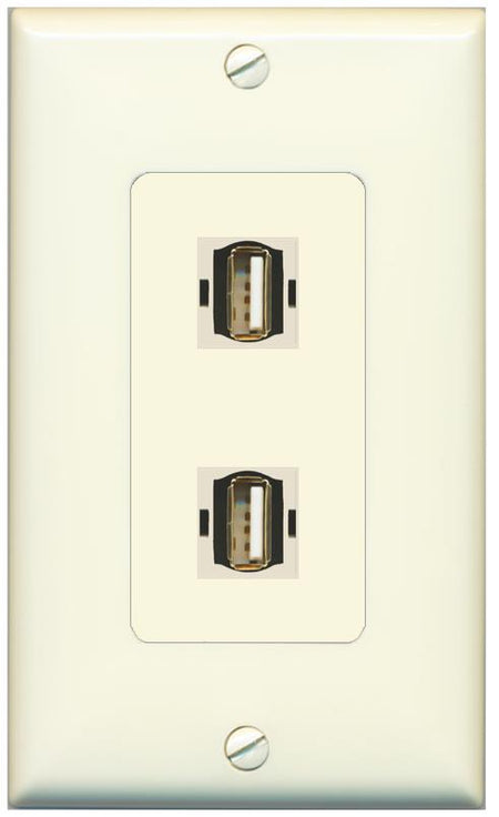 2 USB2 Wall Plate [Light-almond]