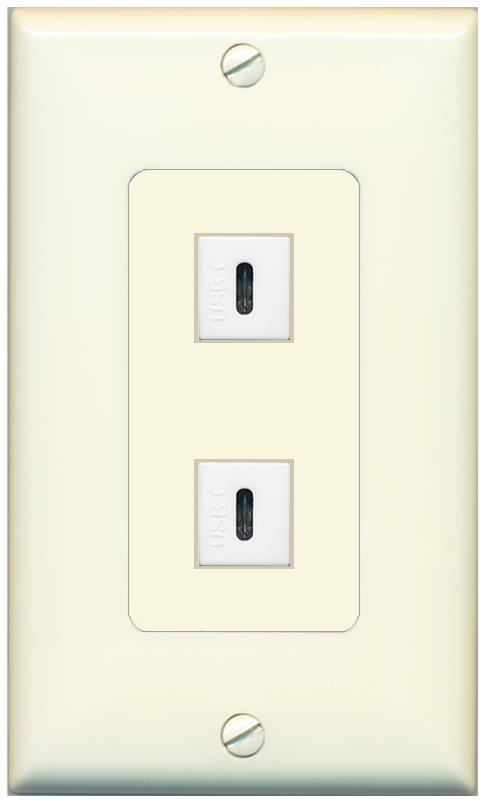 2 USBC Wall Plate [Light-almond]