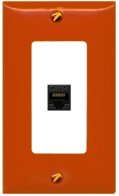 [1 Ports] CAT5E-BLACK Wall Plate [Orange-White]