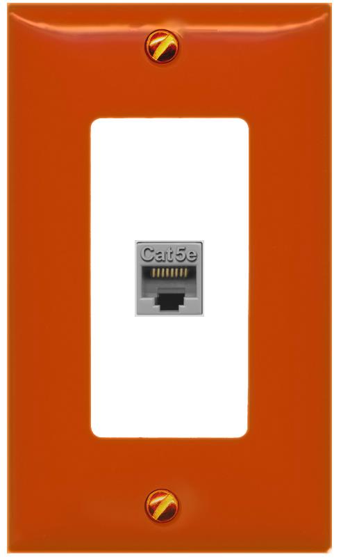 [1 Ports] CAT5E-GRAY Wall Plate [Orange-White]