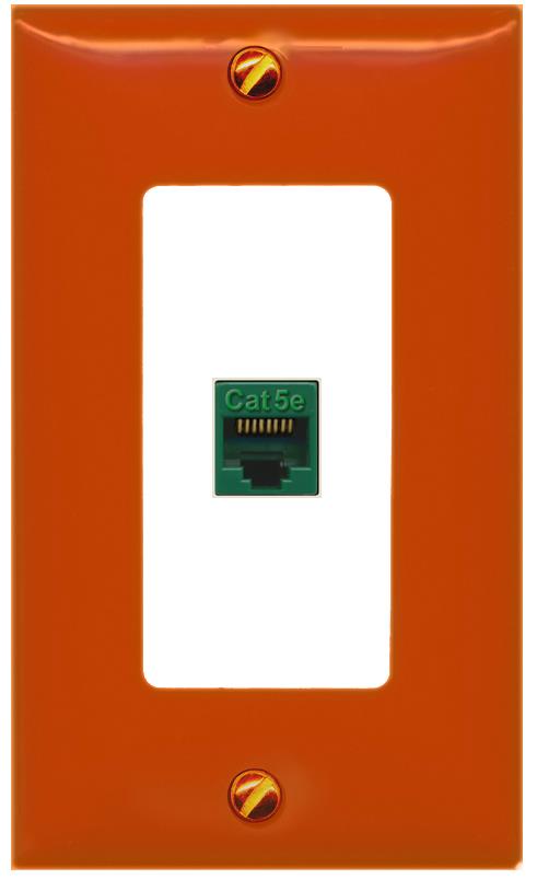 [1 Ports] CAT5E-GREEN Wall Plate [Orange-White]