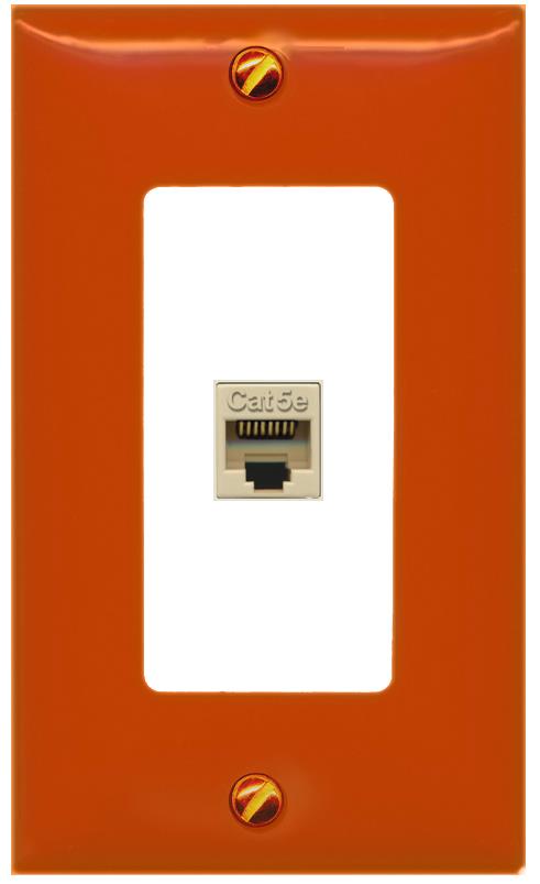 [1 Ports] CAT5E-IVORY Wall Plate [Orange-White]