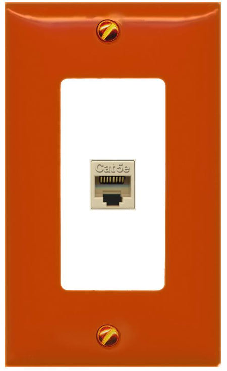 [1 Ports] CAT5E-IVORY Wall Plate [Orange-White]