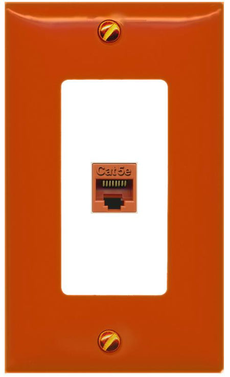 [1 Ports] CAT5E-ORANGE Wall Plate [Orange-White]