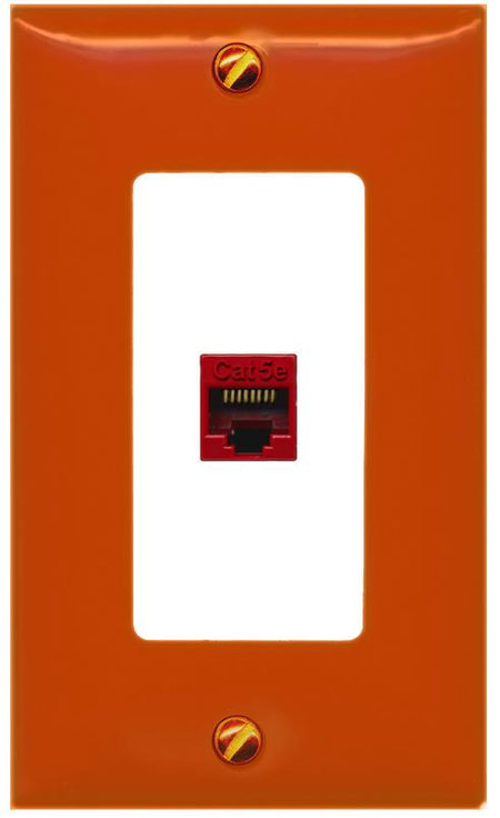 [1 Ports] CAT5E-RED Wall Plate [Orange-White]