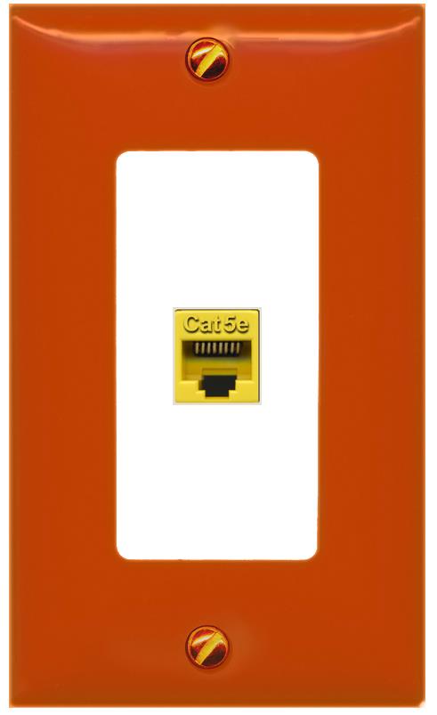 [1 Ports] CAT5E-YELLOW Wall Plate [Orange-White]